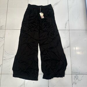 JOHNNY WAS WORKSHOP Paradiso High Slit Satin Pants BLACK Size S-NWT